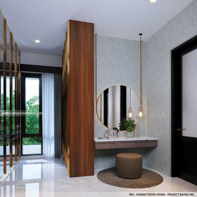 Desain Walk In Closet Rumah Modern 3 Lantai Bapak SNL di Batam