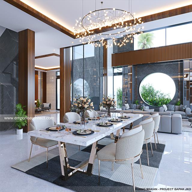 Desain Ruang Makan Rumah Modern 3 Lantai Bapak JKO di Jakarta