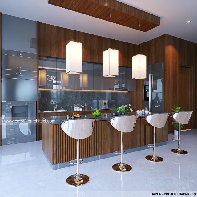 Desain Dapur Rumah Modern 3 Lantai Bapak JKO di Jakarta