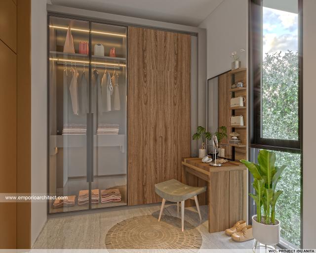 Desain Walk In Closet Rumah Modern 3 Lantai Ibu ANT di Jakarta Selatan