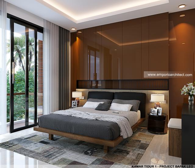 Desain Kamar Tidur 1 Rumah Modern 3 Lantai Bapak Leo di Jakarta Utara