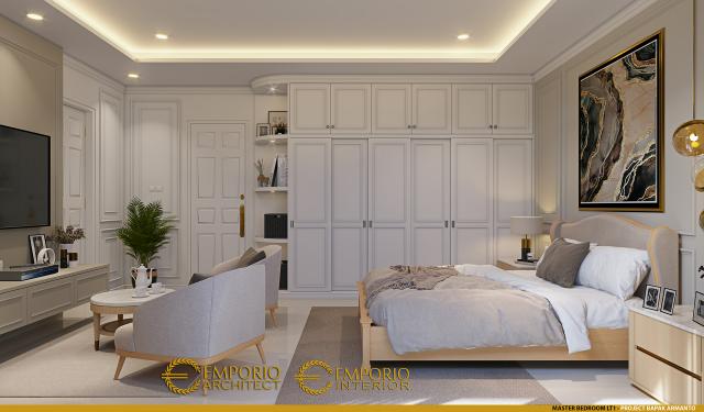 Desain Kamar Tidur Utama Rumah Modern 3 Lantai Bapak Armanto di Jakarta Utara