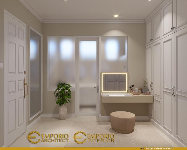 Desain Walk In Closet Rumah Modern 3 Lantai Bapak Armanto di Jakarta Utara