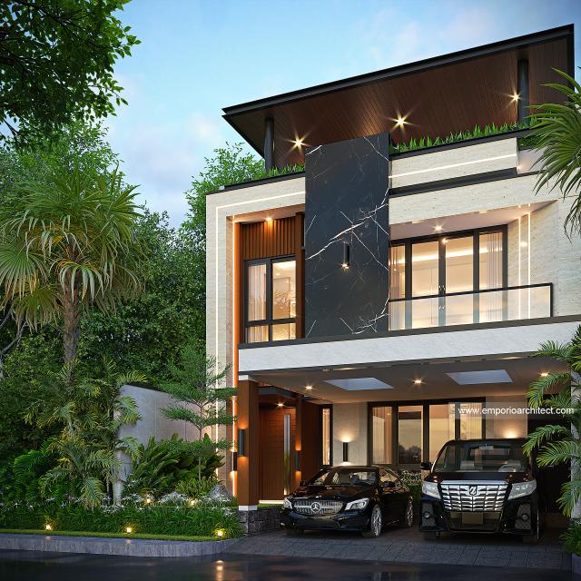 Desain Tampak Depan 3 Rumah Modern 3 Lantai Bapak HRR di Balikpapan