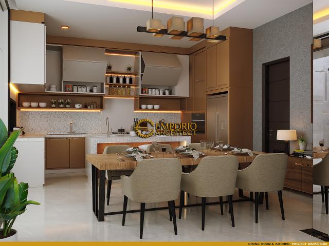 Desain Ruang Makan dan Dapur Rumah Modern 3 Lantai Bapak Budi di Jakarta Utara