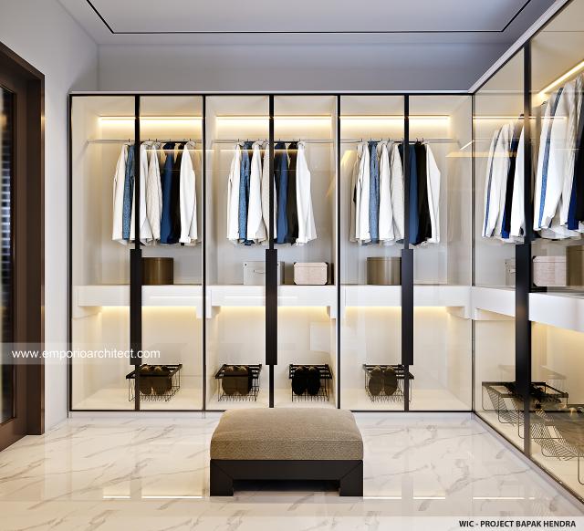 Desain Walk In Closet Rumah Modern 3 Lantai Bapak HND di Sunter, Jakarta Utara