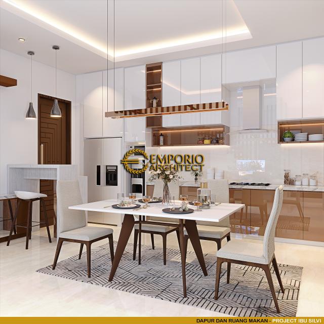 Desain Dapur dan Ruang Makan Rumah Modern 3 Lantai Ibu Silvi II di Surabaya