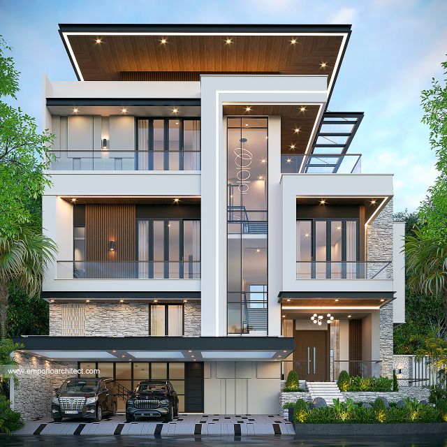 Desain Rumah Modern 3 Lantai Bapak PNM di  Alam Sutera, Tangerang