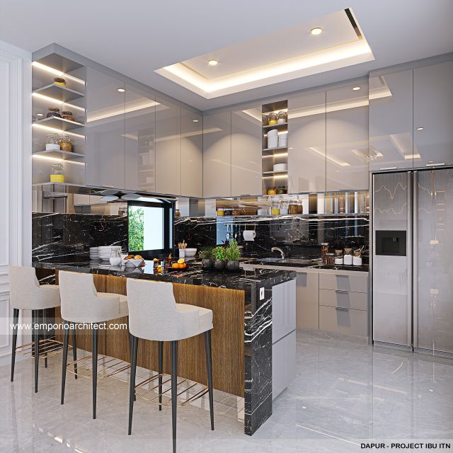 Desain Dapur Rumah Modern 3 Lantai Ibu ITN di Bandung