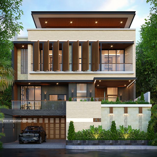 Desain Tampak Depan 3 Rumah Modern 3 Lantai Bapak BPW di Bandung