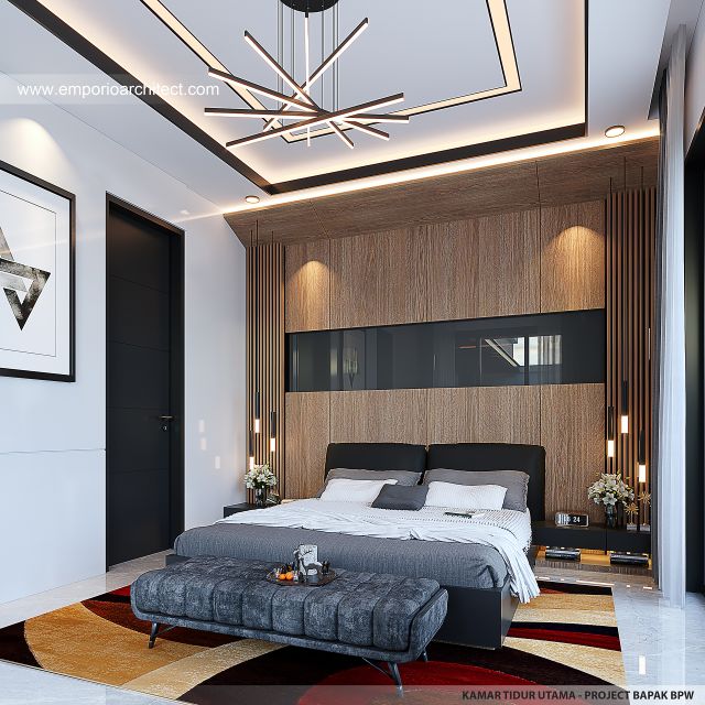 Desain Kamar Tidur Utama Rumah Modern 3 Lantai Bapak BPW di Bandung