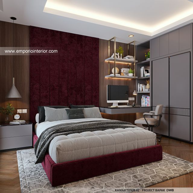 Desain Kamar Tidur 2 Rumah Modern 3 Lantai Bapak DWB di Surabaya