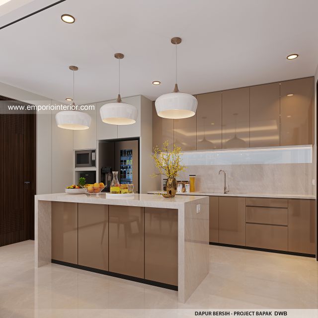 Desain Dapur Bersih Rumah Modern 3 Lantai Bapak DWB di Surabaya