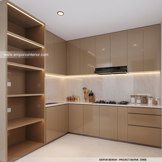 Desain Dapur Bersih Rumah Modern 3 Lantai Bapak DWB di Surabaya