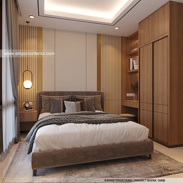 Desain Kamar Tidur Tamu Rumah Modern 3 Lantai Bapak DWB di Surabaya