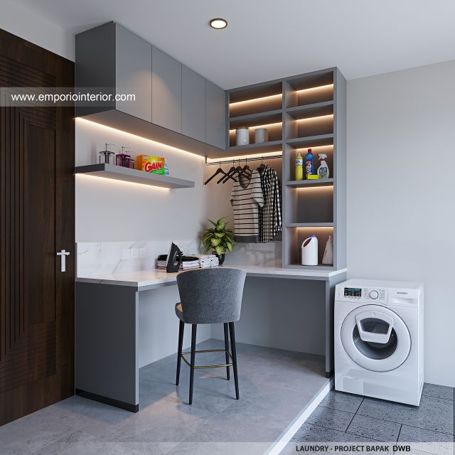 Desain Laundry Rumah Modern 3 Lantai Bapak DWB di Surabaya