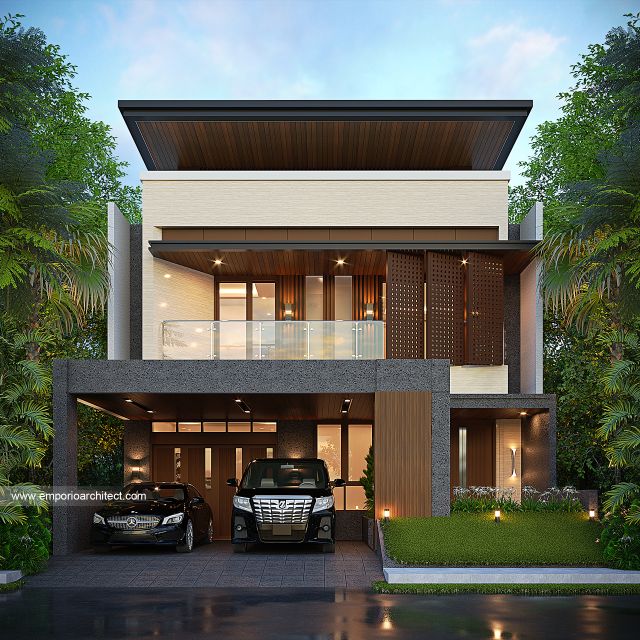 Desain Tampak Depan Rumah Modern 3 Lantai Bapak DWB di Surabaya