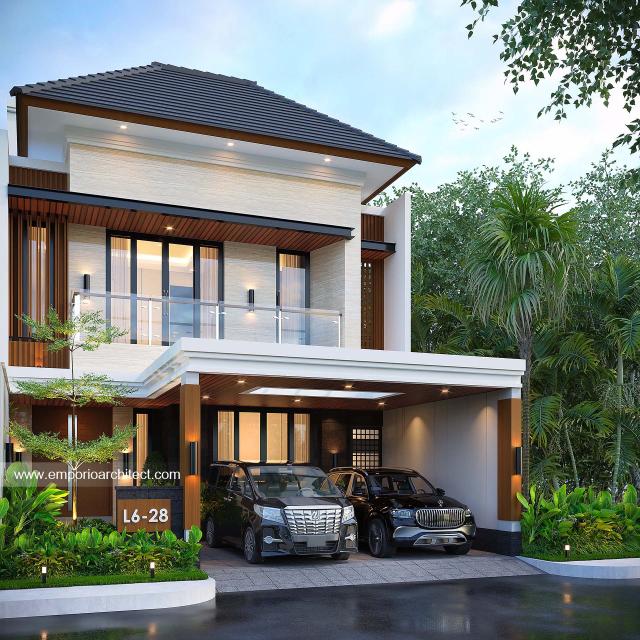 Desain Tampak Depan 2 Rumah Modern 3 Lantai Bapak WRD di Balikpapan