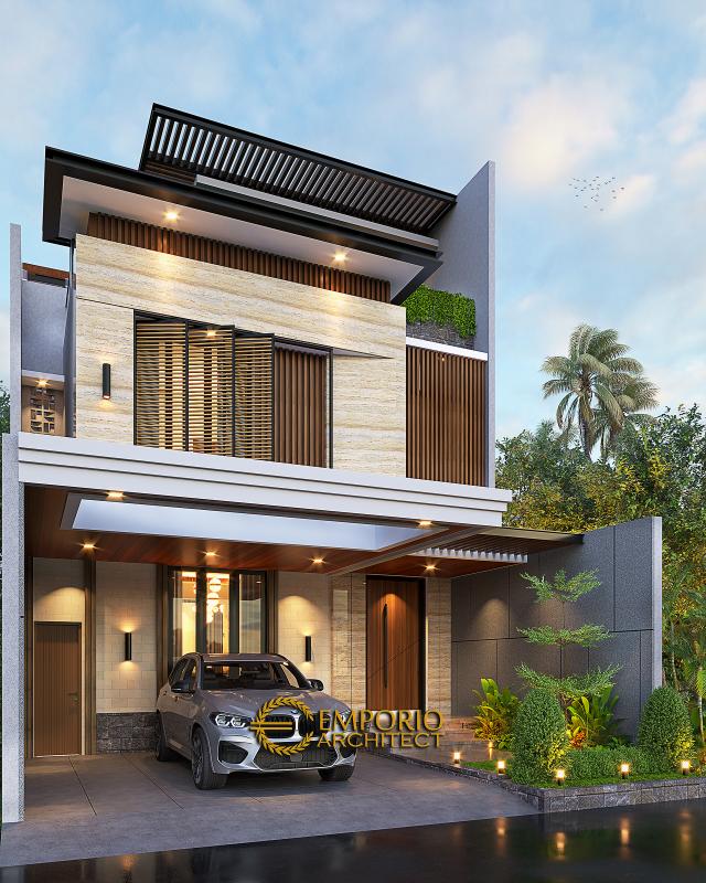 Desain Rumah Modern 3 Lantai Bapak Sugi di Bekasi, Jawa Barat - Tampak Depan