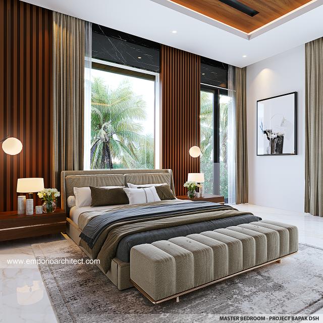 Desain Kamar Tidur Utama Rumah Modern 3 Lantai Bapak DSH di Bekasi