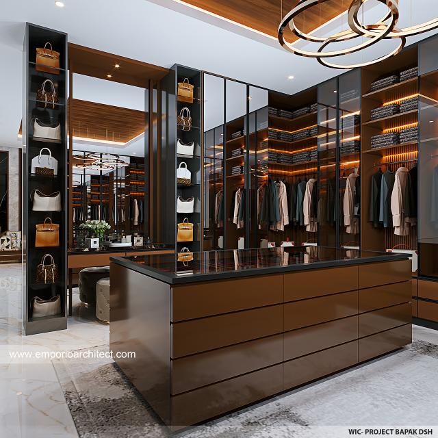 Desain Walk In Closet Rumah Modern 3 Lantai Bapak DSH di Bekasi