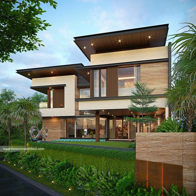 Desain Tampak Samping Rumah Modern 3 Lantai Bapak DSH di Bekasi