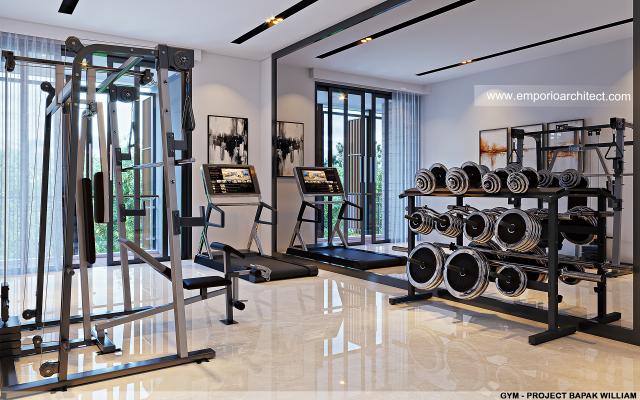 Desain Ruang Gym Rumah Modern 3 Lantai Bapak WLL di Jakarta Barat