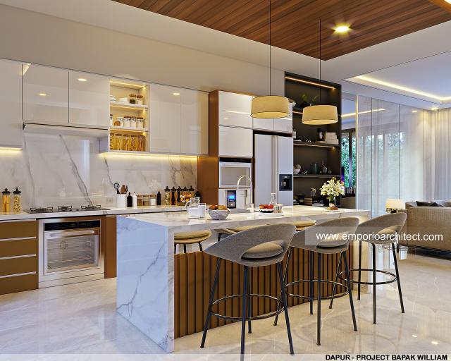 Desain Dapur Kering Rumah Modern 3 Lantai Bapak WLL di Jakarta Barat