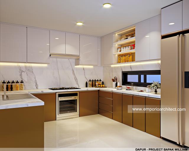 Desain Dapur Rumah Modern 3 Lantai Bapak WLL di Jakarta Barat