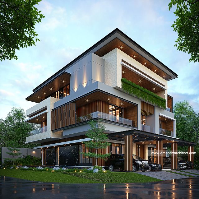 Gambar 1 Desain Rumah Modern 3 Lantai Bapak DVI 1767 di  Cikarang, Bekasi