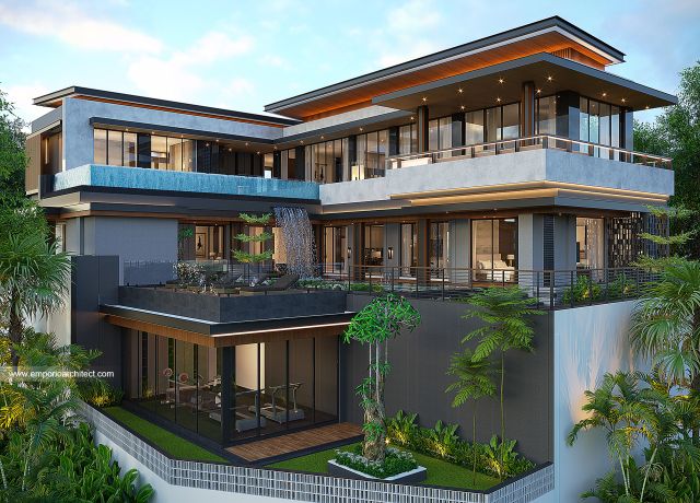 Desain Tampak Belakang Rumah Modern 3 Lantai Ibu KTH di Jepara, Jawa Tengah