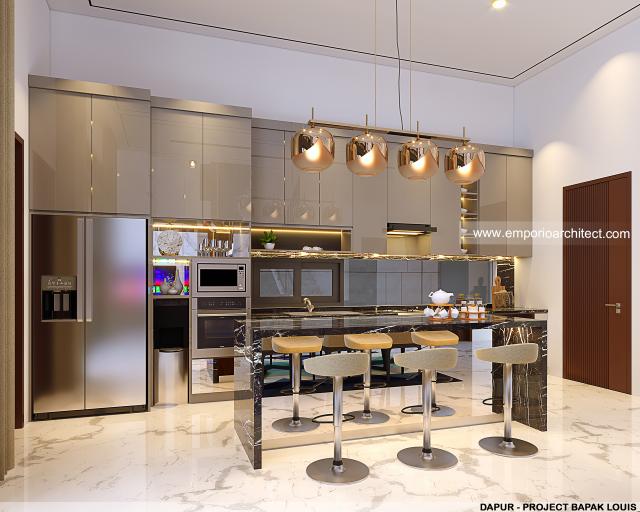 Desain Dapur Rumah Modern 3 Lantai Bapak LSO di Serpong, Tangerang Selatan