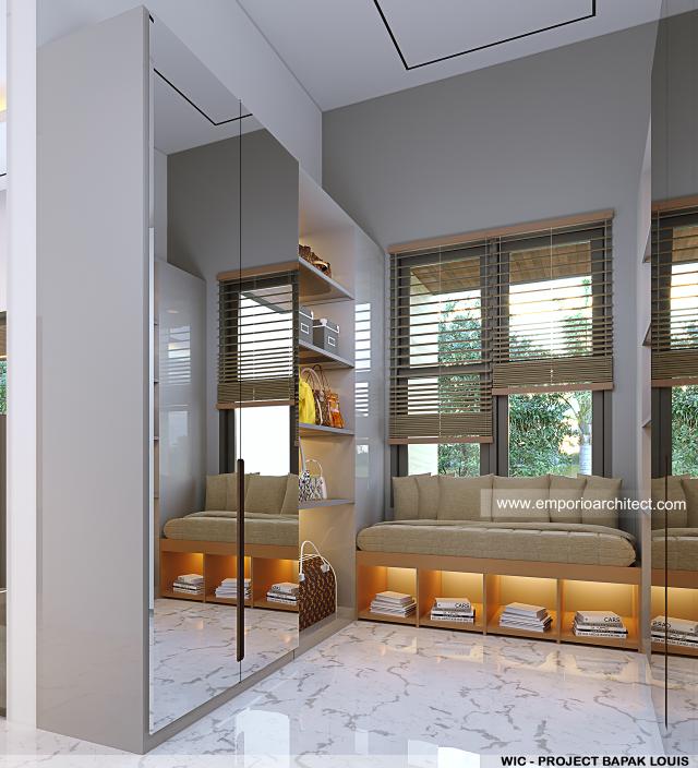 Desain Walk In Closet Rumah Modern 3 Lantai Bapak LSO di Serpong, Tangerang Selatan