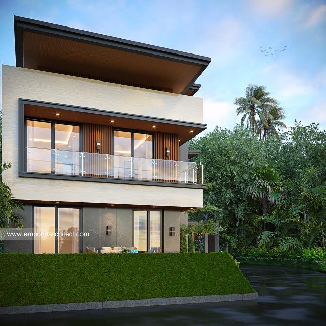 Desain Tampak Samping Rumah Modern 3 Lantai Bapak HMN di Samarinda