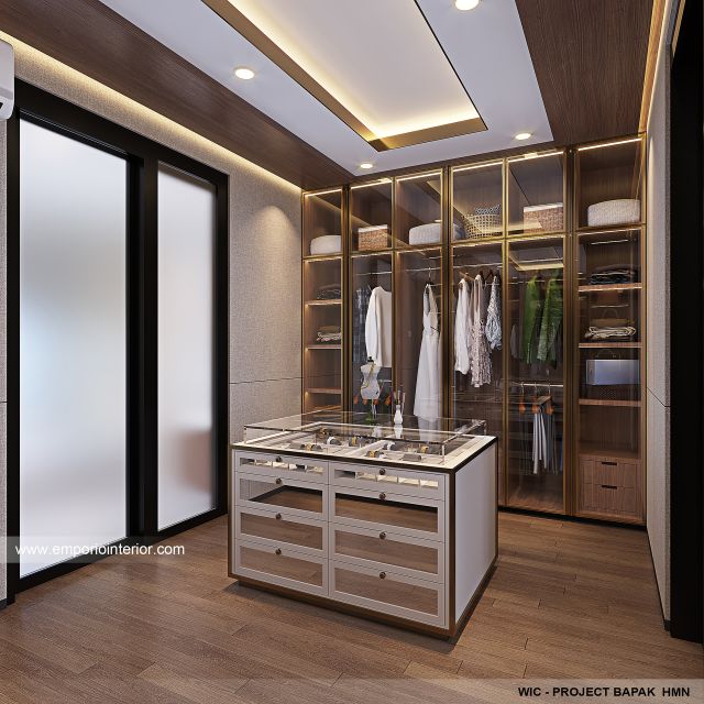 Desain Walk In Closet Rumah Modern 3 Lantai Bapak HMN 1605 di Samarinda