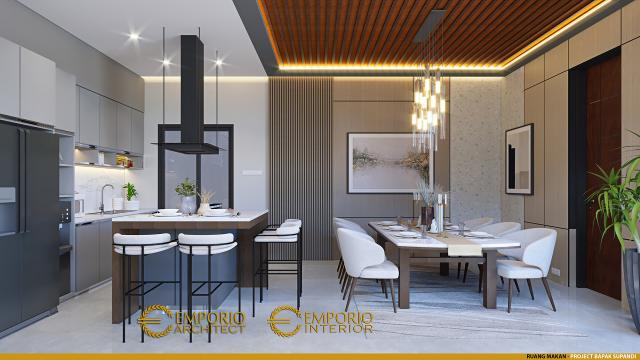 Desain Ruang Makan dan Dapur Rumah Modern 3 Lantai Bapak Supandi di Jakarta