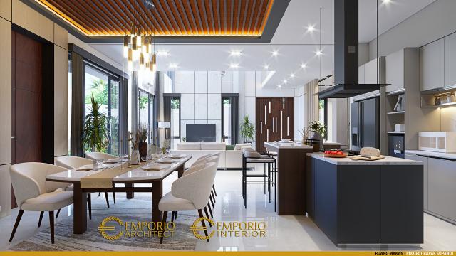 Desain Ruang Makan dan Dapur Rumah Modern 3 Lantai Bapak Supandi di Jakarta