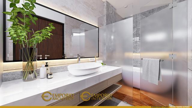 Desain Kamar Mandi Utama Lantai 1 Rumah Modern 3 Lantai Bapak Supandi di Jakarta