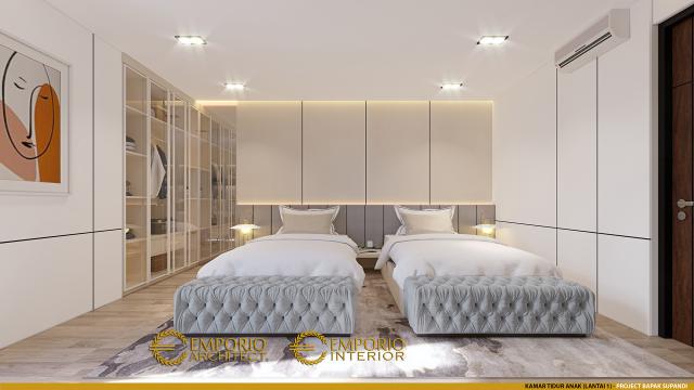 Desain Kamar Tidur Anak Lantai 1 Rumah Modern 3 Lantai Bapak Supandi di Jakarta