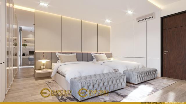 Desain Kamar Tidur Anak Lantai 1 Rumah Modern 3 Lantai Bapak Supandi di Jakarta