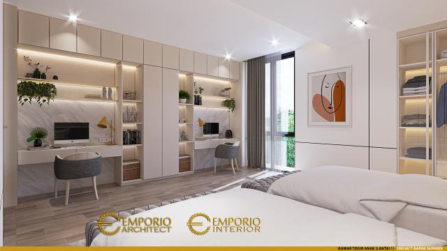 Desain Kamar Tidur Anak Lantai 1 Rumah Modern 3 Lantai Bapak Supandi di Jakarta