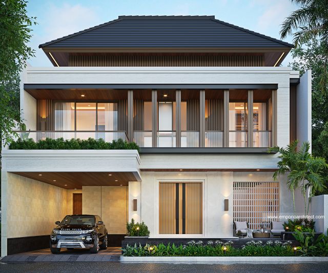 Desain Tampak Depan Rumah Modern 3 Lantai Bapak ADR di Badung, Bali