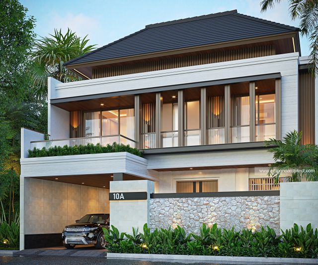 Desain Tampak Depan Dengan Pagar Rumah Modern 3 Lantai Bapak ADR di Badung, Bali