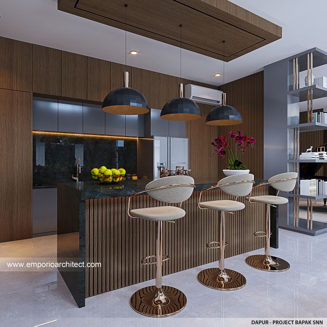 Desain Dapur Rumah Modern 3 Lantai Bapak SNN di Bali