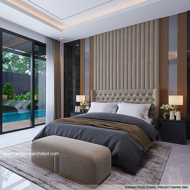 Desain Kamar Tidur Utama Rumah Modern 3 Lantai Bapak SNN di Bali