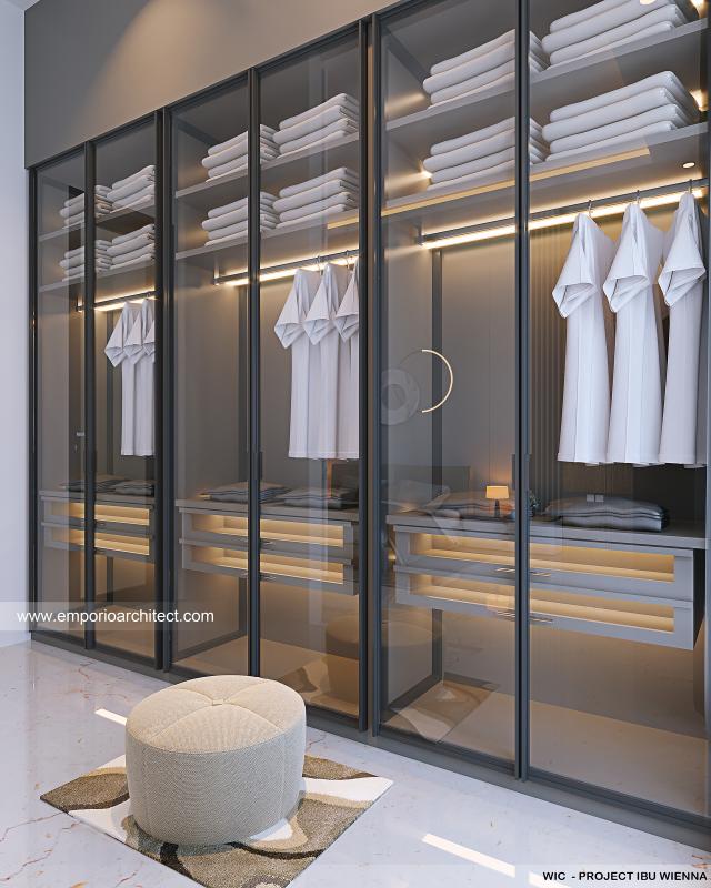 Desain Walk In Closet Rumah Modern 3 Lantai Ibu WNN di Samarinda