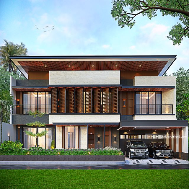 Desain Tampak Depan 3 Rumah Modern 3 Lantai Bapak SHR di Balikpapan