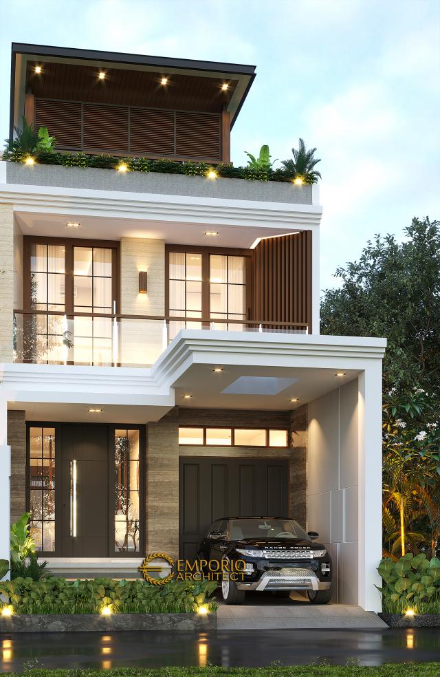 Gambar 1 Desain Rumah Modern 3 Lantai Ibu Liza Fitria di  Bukittinggi, Sumatera Barat