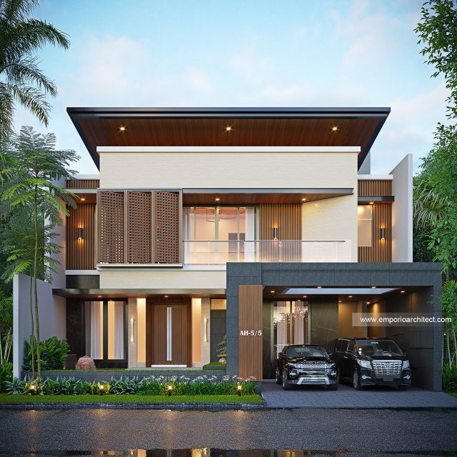 Desain Tampak Depan 3 Rumah Modern 3 Lantai Bapak HDL di Bekasi