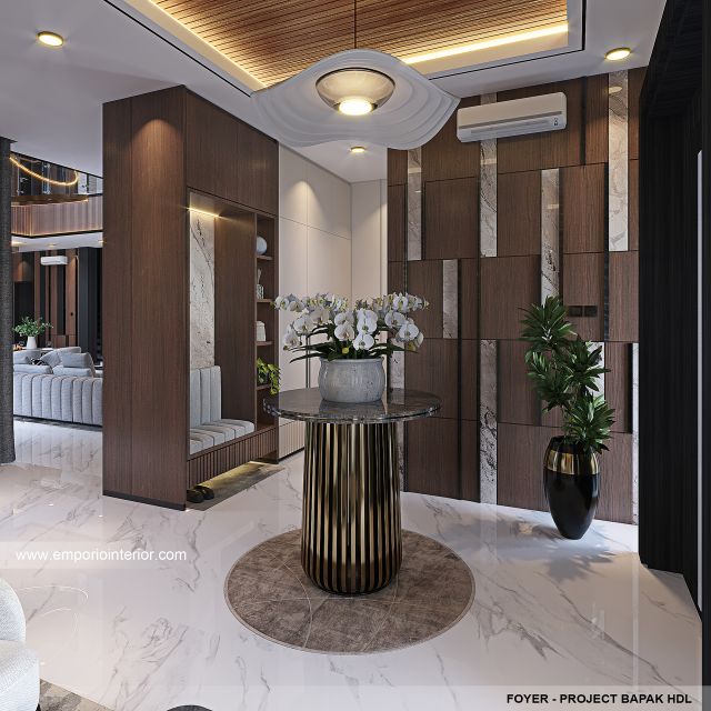 Desain Foyer Rumah Modern 3 Lantai Bapak HDL di Bekasi